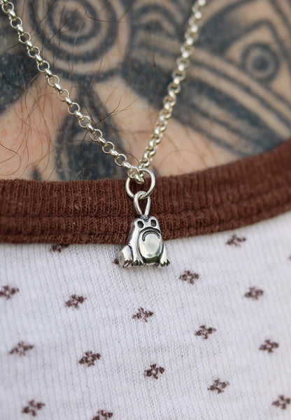 Sad Frog Silver Pendant