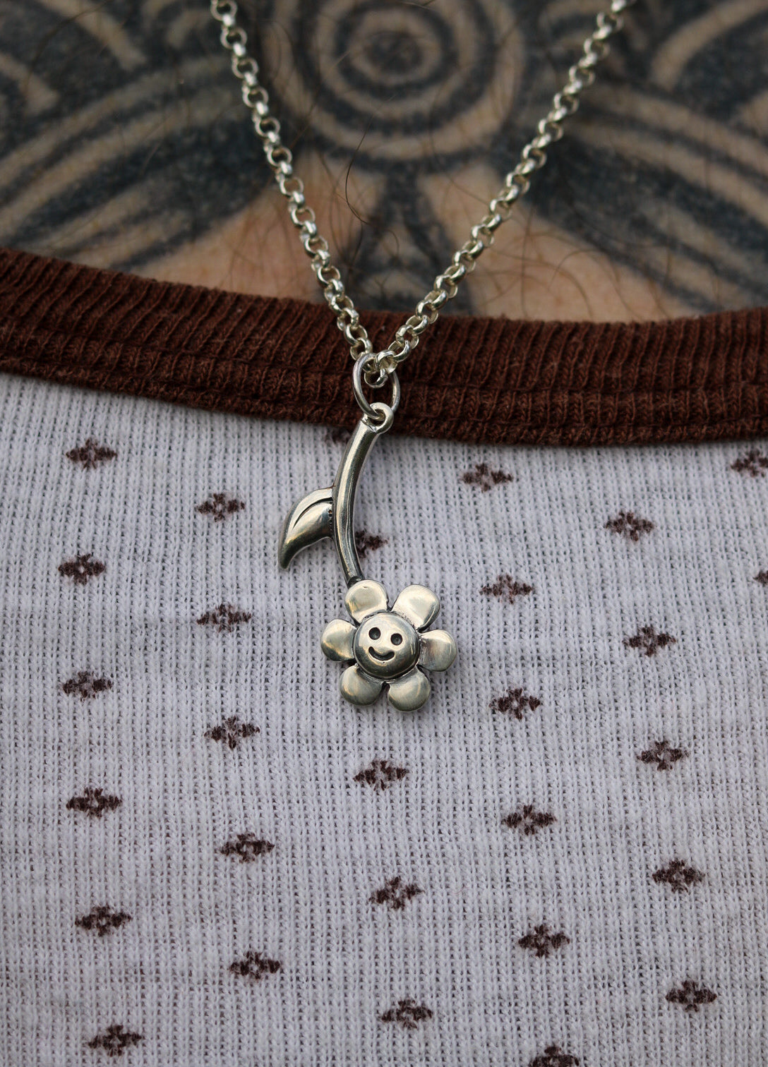 Happy Flower Silver Pendant