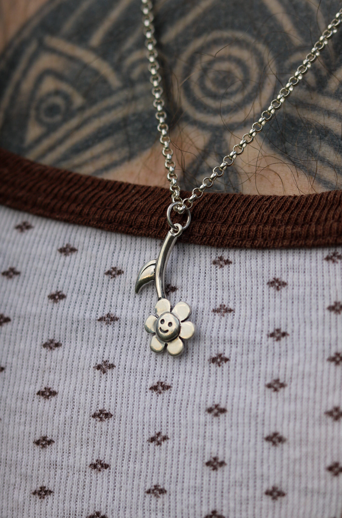 Happy Flower Silver Pendant